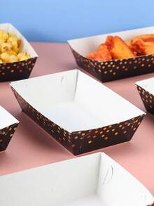 10/24pcs Black & Gold Polka Dot Food Boxes, Fries Box, Popcorn Box, Lunch Box, Birthday Party Decoration And Home Movie Night Snack Boxes, Suitable For Bakery Bread, Burgers Restaurant - Multicolor - View 5