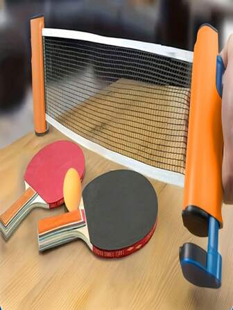 1set/7pcs Portable Table Tennis Training Set With Stretchable Net, 2 Paddles, 3 Table Tennis Balls And Sports Drawstring Storage Bag, Suitable For Indoor And Outdoor Table Tennis Training, Party Activities