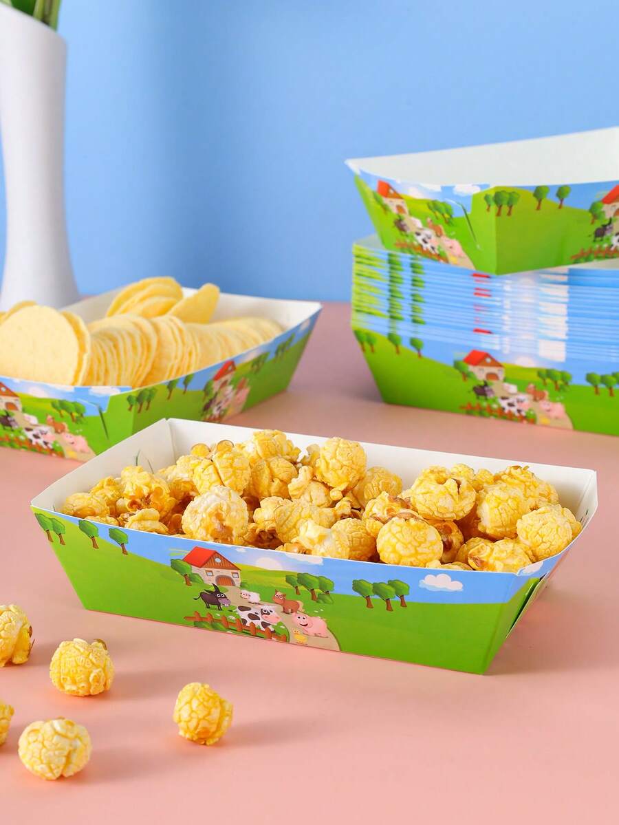 10/24 hộp đựng thực phẩm theo chủ đề trang trại, hộp đựng khoai tây chiên, hộp đựng bỏng ngô, hộp đựng đồ ăn nhẹ trang trí tiệc và đêm xem phim gia đình, thích hợp làm hộp đựng thức ăn trưa, bánh mì nướng, nhà hàng burger - Nhiều màu - Xem 1