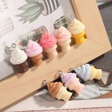 8/16pcs Colorful Resin Ice Cream Cone Pendants - Pastel DIY Craft Accessories, Includes Waffle Cone & Spinning Design, For Jewelry Making, Keychains, Bag Tags - Handmade Decor, Charming Appeal, Exquisite Craftsmanship - Random Mix - Multicolor - View 7