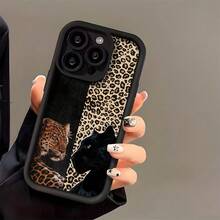 1 pieza Funda de teléfono con diseño de estampado de ojo de leopardo en mosaico, estilo animal feroz, compatible con iPhone 16 Pro Max, 15, 14 Plus, 13, 12, 11 y series, resistente al agua, a los golpes y a los arañazos - Multicolor - Ver 2