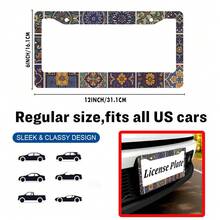 Mexican Tiles License Plate Frames - 2PC Mandala Boho License Plate Frame Women Men, Universal Accessories License Plate Cute Aluminum Car Frames Women Men US Vehicles 12x6inch - 12x6 inch - 查看 2