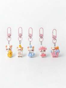 5pcs Cute Resin Keychain Coin Purse, Colorful Macaron Cartoon Keychain, Popular Anime Wallet Pendant Car Accessories Bag Charm Backpack For School - 5pcs - View 9