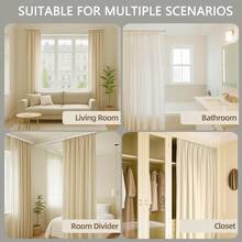 天花板窗帘轨道-39.37英寸-196.85英寸可调节长度窗杆轨道窗帘轨道系统，金属重型窗帘轨道，适用于淋浴间、房间隔断、办公室、家居装饰