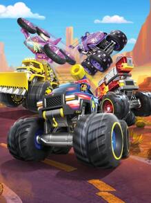 Spin Master Rescue Fleet Series - Rubble Transformable Monster Truck Yellow Construction Vehicle With Detachable Crane, Extra-Large Tires For Rough Terrain Play (PVC Material, 3+ Years, Non-Slip Traction, Play Set)