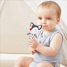 1 Pack Black & White Baby Rattles, Newborn Handcart Toys Soft Elephant & Fox Loop Toys, Hanging Type Infant Toys With High Contrast Black & White Animal Tambourine Music Toys Early Learning Toys For Boys And Girl Aged 0 3 6 12 Months, Gift