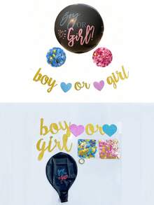 1pc Gender Reveal 36-Inch Balloon Kit For Newborn Baby Party Decorations, Boy Or Girl Announcement Baby Shower Family Decorations Gifts - Black - View 16