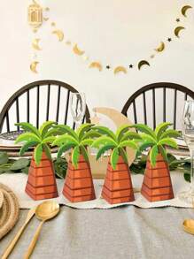 2pcs Coconut Tree Shaped Candy Packaging Boxes, Folding Palm Tree Gift Boxes, Holiday Party Favor Boxes, Saudi National Day Decorations, Middle East Party Supplies, Summer Beach Restaurant Decor