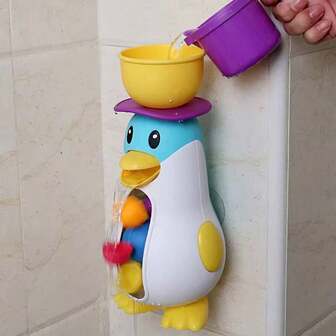 Lastic Penguin Windmill Toy Rotatable Water Wheel Bath Toy Kids Shower Toys Baby Playthings Cartoon Bathing Toys Infant Water
