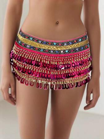 Women Bohemian Belly Dance Hip Scarf Wrap Belt Women Sexy Dancer Skirt Women Performance Short