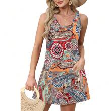 OFEEFAN Womens Summer Dresses 2025 V Neck Sleeveless Sundresses With Pockets Beach Vacation Clothes Floral/Plain - 花卉 40 - 查看 2