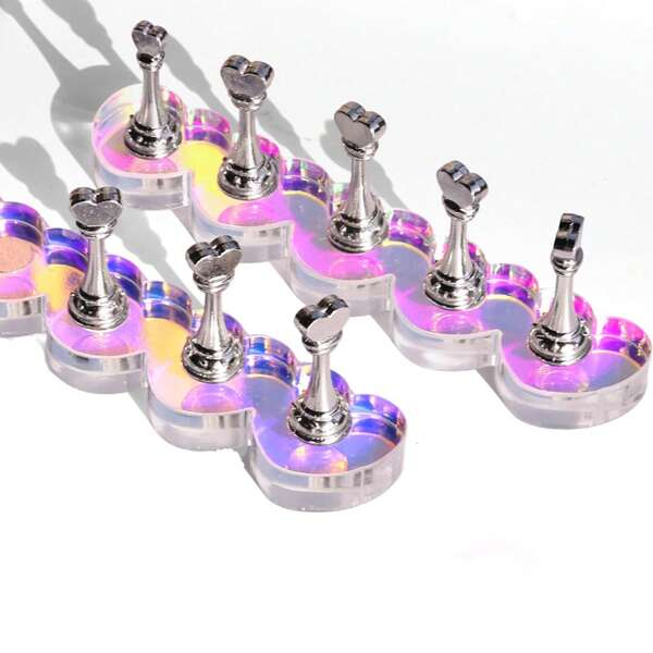 Soporte para uñas en forma de corazón Aurora para uñas postizas, soporte para pintar uñas, herramienta de exhibición para práctica de uñas falsas para uso en el hogar y salón DIY