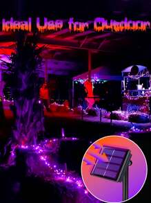 2 pièces/1 pièce Lumière solaire multicolore orange violet 39 pieds 120 LED/78 pieds 240 LED Décoration solaire d'Halloween Lampe extérieure Lumière violette orange Guirlande lumineuse en fil de cuivre, 8 modes clignotants à changer à volonté, Lumière solaire orange violet, Convient pour l'extérieur, le jardin, le balcon, les fêtes DIY, Halloween, la décoration de vacances Guirlande lumineuse en fil de cuivre de fée solaire (ligne noire) Décoration d'Halloween Décoration de la maison Décoration de fête Décoration d'Halloween Décoration de chambre Décoration de jardin d'Halloween pour cadeau de fée