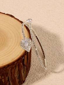 1pc Rhinestone & Zirconia Beads Criss-Cross Stretch Bracelet, Suitable For Daily Wear