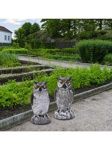 360° 旋转头逼真猫头鹰惊吓鬼，旋转头猫头鹰驱鸟器，塑料驱鸟器，逼真设计的花园保护器，用于户外害虫控制，户外装饰 - 非常适合花园、庭院和家居装饰 | 室内/室外使用 | 无需电源