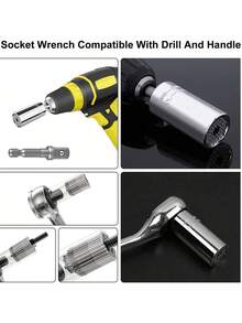 2 Stücke Universal Steckschlüssel Set, Steckschlüssel Set passt an Standard 1/4" - 3/4", 7mm-19mm Universal Steckschlüssel Werkzeugsatz mit Bohrer Adapter, Geschenke zum Vatertag