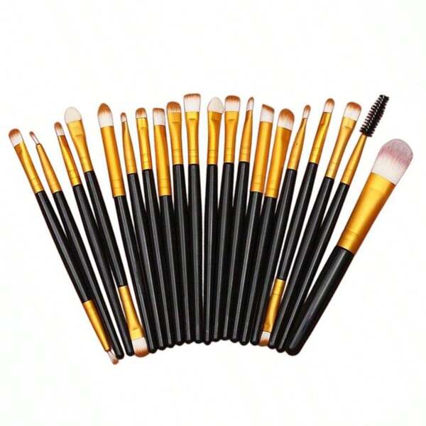 Ensemble de 20 pinceaux de maquillage portables et faciles à nettoyer, recommandé par les maquilleurs professionnels. Convient pour les ombres à paupières, la poudre pour les sourcils, le fard à joues, la poudre de contouring et les pinceaux pour highlighter. Outils de beauté professionnels.