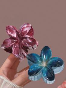 4pcs/1pc Ladies 7.8cm/3.07in Pink Blue Green Red Gradient Color Large Flower-Shaped Hair Clip Fashionable, Versatile, High-End And Elegant Temperament Simple Minimalist Hair Claw Hair Accessories Suitable For Daily Leisure Party Commuting Vacation Hair Wash Face Bath Makeup Match Clothes Use Accessories Headgear Accessories, Beach Accessories, Claw Clip
