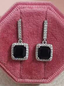 MOONSO 1 Pair Fashionable & Glamorous Pink Crystal Stud Earrings, Versatile For Formal Events, Party, Gift For Women