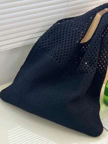 Stilvolle und elegante Tragetasche für Damen, Strandtasche für den Urlaub, gestrickte Strandtasche, einfache Häkeltasche, lässiges Muster, Häkeltasche im Urlaubsstil, geeignet für Teenager, Mädchen und Studenten, sehr geeignet für die Uni, Outdoor, Reisen, Ausflüge, Lässig urlaub, Strandtasche, Umhängetasche, Handtasche, sehr geeignet für Strandurlaub, Shopping und Urlaubsutensilien, passt perfekt zu Urlaubskleidung für Damen, Cut Out