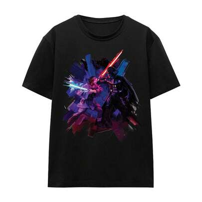 Star Wars Unisex Adult Obi Wan Kenobi Vader Painted TShirt (Black)