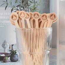 50/100 件高品质木制咖啡搅拌棒，适合咖啡、茶、牛奶和鸡尾酒 - 彩色 - 查看 2