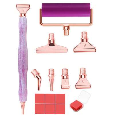 钻石艺术笔，带 6 个金属尖的钻石画笔，6 种绘画胶粘土，滚筒，5D 钻石艺术配件和 DIY 工艺工具，粉色，适合钻石画爱好者、钻石艺术工艺品爱好者。