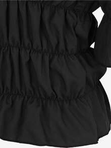 Women Off The Shoulder Tops Steampunk Pirate Shirt Renaissance Blouse Short Sleeve Shirts - 黑色 - 查看 4