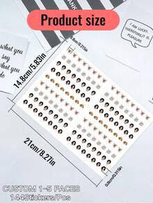 1pc Custom Face Nail Decals Sheet – Personalized 0.8*0.8cm Waterproof Stickers With Pet Or Portrait Photo, Custom Nail Decals, Custom Face Sticker, DIY Nail Art, Unique Gift For Women, Friends, Girls, Birthday, Back To School & Wedding Party, DIY Nail Art Sheet, Idea Gift For Mother's Day, Graduation Season, Birthday, Unique Gift Friends, Gift For Her Ornamental, Letter Contracted Customized Treasure Finds - Multicolor - View 2