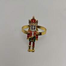 Inel de șervețel cu model de spărgător de nuci european importat, suport decorativ pentru șervețele electrolizat, model Soldier Guard, pentru hotel, aranjarea mesei în restaurant - Aur - Vizualizare 5