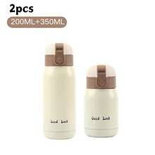 200/350ml Cute Mini  Cup Stainless Steel Thermal Coffee Mug Portable Vacuum Flask Insulated Water Bottle With Button Lid - Màu be1 cái200ml - Xem 9