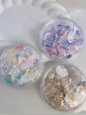 2 盒天然贝壳片，用于美甲，大云母片，珠光和虹彩效果，丝缎亮片指甲装饰，专业 DIY 美甲用品