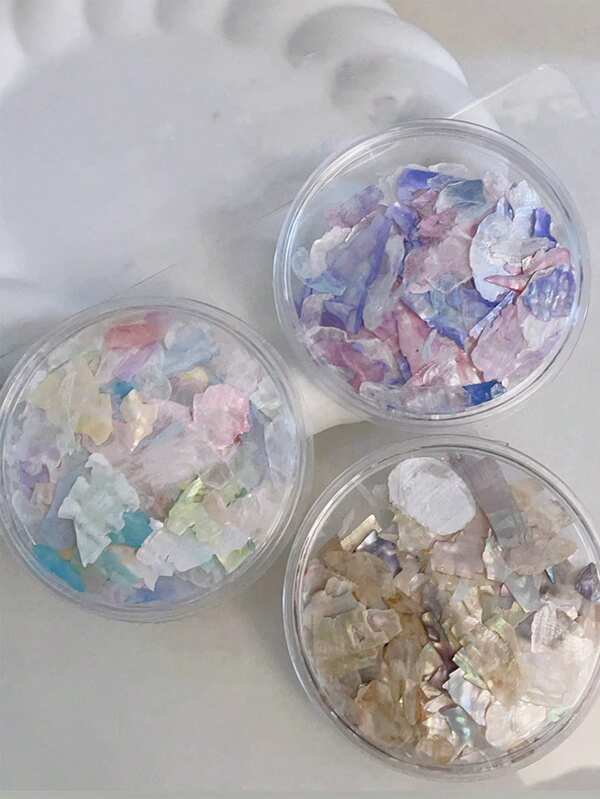 2 盒天然贝壳片，用于美甲，大云母片，珠光和虹彩效果，丝缎亮片指甲装饰，专业 DIY 美甲用品