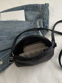 حقيبة هاتف كاجوال بلون واحد للنساء، حقيبة كتف على شكل صدفة كلاسيكية، حقيبة سفر صغيرة