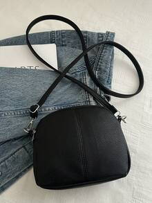 حقيبة هاتف كاجوال بلون واحد للنساء، حقيبة كتف على شكل صدفة كلاسيكية، حقيبة سفر صغيرة