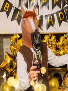 1pc Horse Mask Party Costume Headpiece, Adult Men Masquerade Mask (Brown), Party Costume Mask, Halloween, Christmas Toy