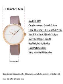 1pc Women's Casual Quartz Watch With Minimalist Leather Strap, Suitable For Daily Wear - Pink - View 6