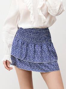 Y2k Womens Gingham Ruffle Mini Skirt A Line Plaid Tiered Layered Short Skirts Checkered Smocked Pleated Skirt