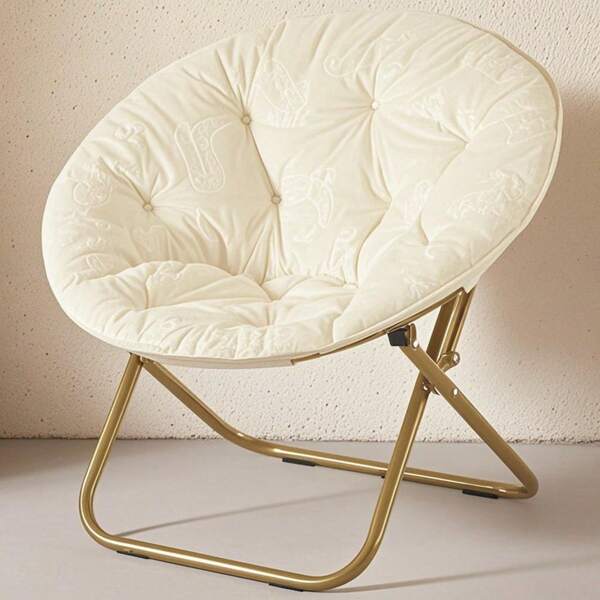 Boho Chic Floor Chair - Cowboy-Inspired Saucer Seat With Gold Frame For Dorm Rooms"