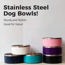 New-15  Dog Bowl For Food And Water, 64 Oz Stainls Steel Pet Feeding Bowl,  Non-Skid Double Wall Insulated Heavy Duty  Rubber Bottom For Medium Lar Dogs (64 Ounc/8 C, Pink) - 粉紅色 64 盎司 - 查看 4