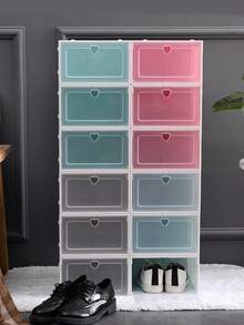 12/6/3/1pc Shoe Boxes, Shoe Store Display, For Corridor, Transparent With Lid, Foldable And Stackable Free-Combination Shoe Rack, Transparent Shoe Box With Lid, Foldable And Stackable Plastic Shoe Rack Storage Box - Waterproof, Space-Saving For All Shoes Storage - Suitable For Entryway, Bedroom, Home, Dorm. Stackable Clear Plastic Box For Closet, Sports Shoes, Office - Multicolor - View 6