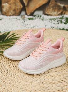 1 Pair Classic Kids Sports Shoes, Fashion Solid Color Sporty Sneakers For Girls, Comfortable Non-Slip Wear-Resistant Lightweight Running Shoes With Hook And Loop Easy On/Off, Simple Design For Daily Wear