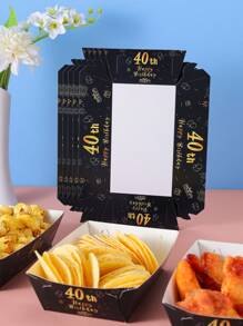 10/24pcs 40th Birthday Treat Boxes - Fries Boxes, Popcorn Boxes, Snack Boxes For Birthday Party Decoration And Movie Night, Suitable For Lunchbox, Bakery, Burger Restaurant