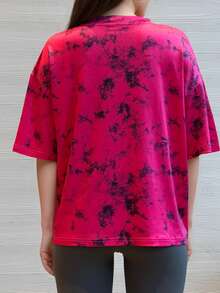 Áo thun nữ dáng rộng, cổ tròn, tay ngắn, kiểu dáng thoải mái, năng động, phong cách thường ngày, xu hướng Y2K 2024, áo thun cơ bản cho mùa hè và kỳ nghỉ. - Màu Hồng Tươi - Xem 5