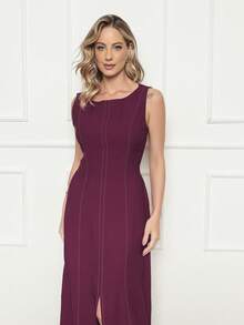 DUOUNO MODAS - MARANTE LONG WOMEN'S TANK TOP DRESS WITH ZIPPER AT THE BACK AND POCKETS - LONG DRESSES FOR WOMEN - Burgundy - View 4