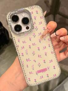 Luxury Fun Cartoon Full Screen Laser Cat Rhinestone Phone Case Compatible With IPhone 17 Pro Max 16 Pro Max 15 Pro Max 14 Pro Max 13 Pro Max 12 Pro Max 17 Pro 16 Pro 15 Pro 14 Pro 13 Pro 12 Pro 16 15 14 12 13 11 Soft Shockproof Back Cover - Floral Tulips - View 3