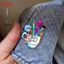 2D-1pc 亚克力时尚精致胸针，DIY 设计配件，卡通笔筒胸针，适合母亲节礼物，适合送给朋友和家人的多功能礼物，适合学校背包 - 彩色 - 查看 1