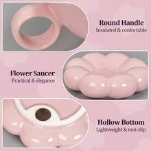 YU10oz Coffee Mug For WomenTea Cup And Saucer Set With Spoon Perfect For Latte And Milk Dishwasher And Microwave Safe Suitable For Mom Peach PinkYU - 桃粉色 - 查看 3