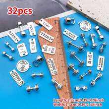 Juego de 10/32 piezas surtido de dijes de equipo de fitness de aleación con acabado plateado antiguo, adecuado para hacer collares, aretes, llaveros y accesorios de joyería DIY