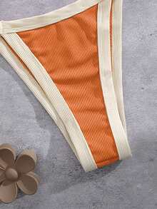 女士新款欧美风分体式比基尼套装度假装 - 橘色 - 查看 5